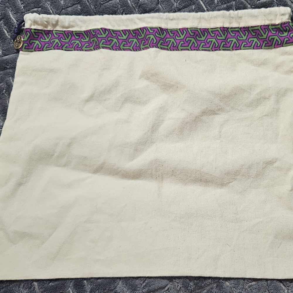 Cream Canvas Bag with Purple and Green Trim
